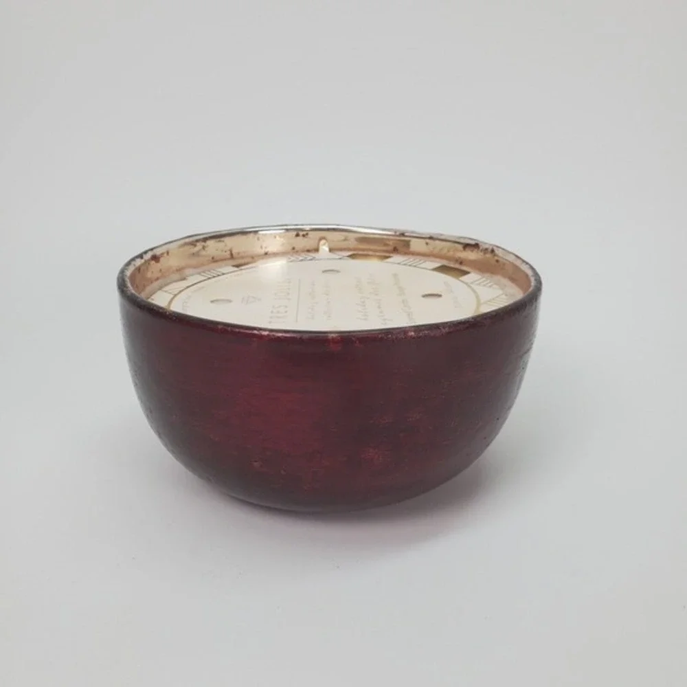 Tres Jolis Holiday Citrus 4-Wick Soy Blend Scented Candle 21.2 oz Red Glass Bowl